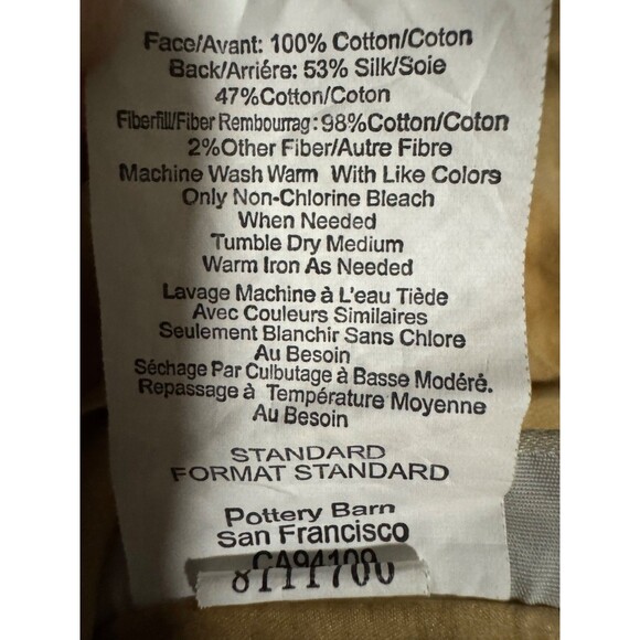 Pottery Barn Washed Velvet Silk Diamond Quilted Pillow Shams Camel Gold Standard - Picture 4 of 4